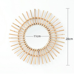 Espejo de pared escandinavo de caña, espejo de pared creativo, espejo de pared decorativo, espejo de maquillaje tejido a mano