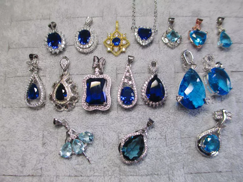 Королевский синий циркон искусственный хрустальный сапфир 723 Топа танзанит элегантный ретро женский кулон ожерелье