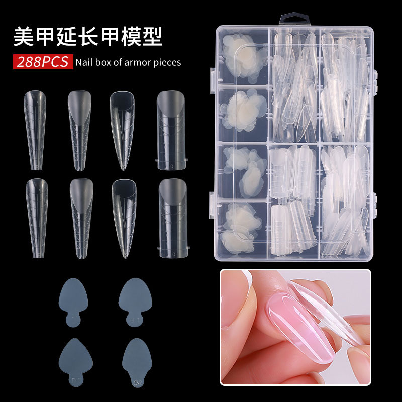 Nail Crystal quick extension glue nail sticker paper-free holder with scale nail film transparent glue nail mold suit tool