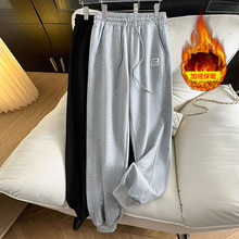 300斤加大码胖妹妹女裤秋冬季高腰休闲裤宽松束脚长裤200斤5088