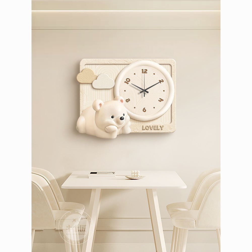 奶油带电源挂画钟表遮箱弱配电箱风暴力熊挡电表箱装饰画电闸餐厅