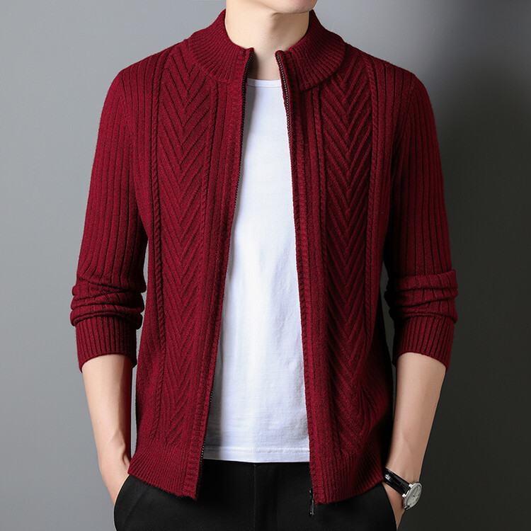 Nuevo suéter cárdigan informal de invierno 2023 para hombre, de manga larga, estilo ejecutivo, con cuello alto, tejido de punto para hombre