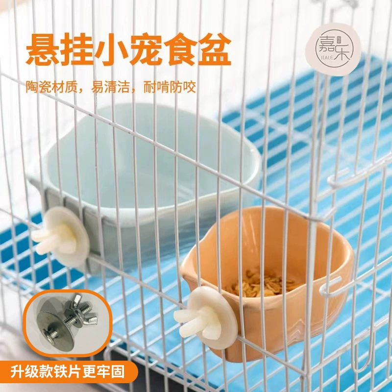 Мини-Хомяк Раковина для еды Золотой медведь Кролик Попугай Наклонный рот Раковина для еды Подвесная раковина Керамическая маленькая миска для домашних животных Антиоборот оптом