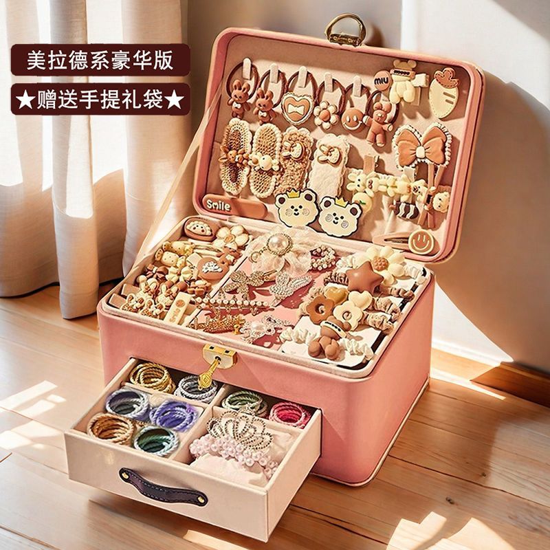 브라운 헤어 액세서리 세트 선물 상자 [디럭스 에디션] 핑크