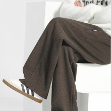 秋冬羊毛裤子男士休闲长裤宽松阔腿卫裤垂感直筒直筒裤冬季男裤