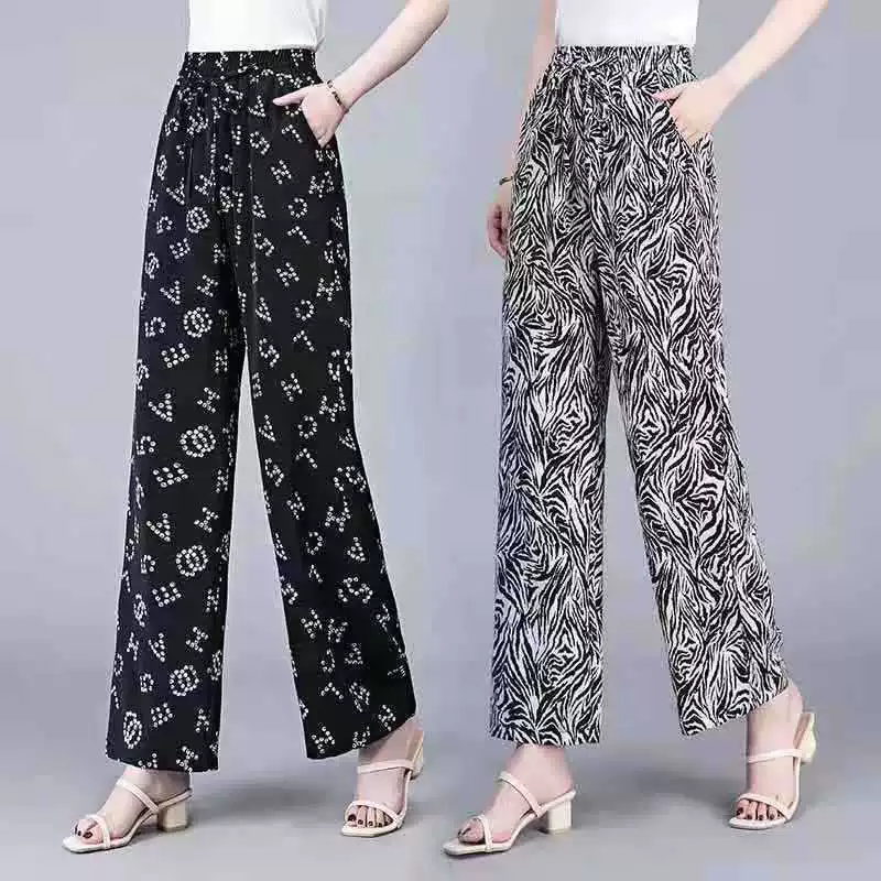 Silk thin trousers, oversize, loose straight fit