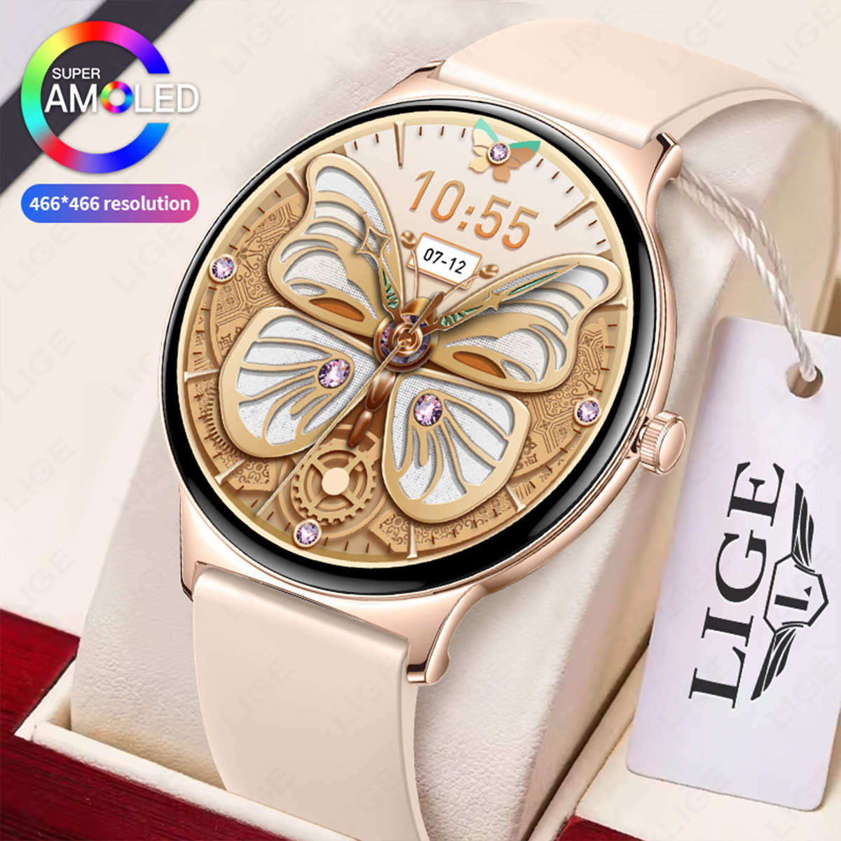 Women's Smartwatch With Heart Rate Blood Oxygen Monitor Bluetooth Calling Voice Assistant Pedometer Sports Watch_voghion.com