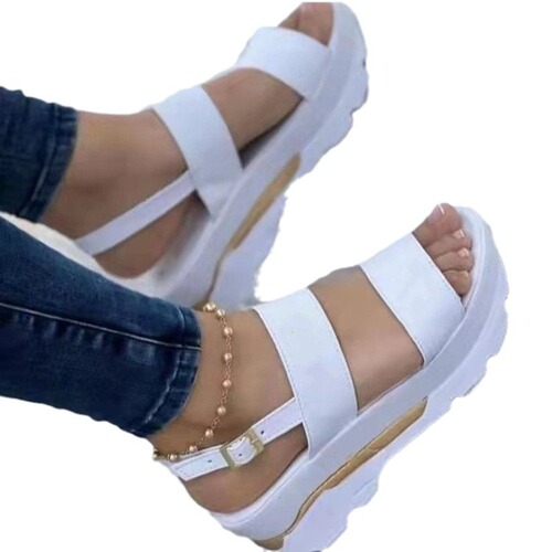 Women's sandals, European and American style, thick-soled solid color round-toe platform running shoes, size 43, women's shoes