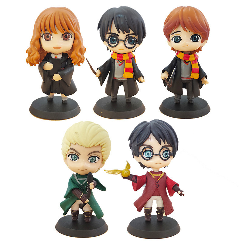5 Harry Potter Academy of Magic Anime Characters Hermione Potter Ron Figure Model Car Cake Ornaments