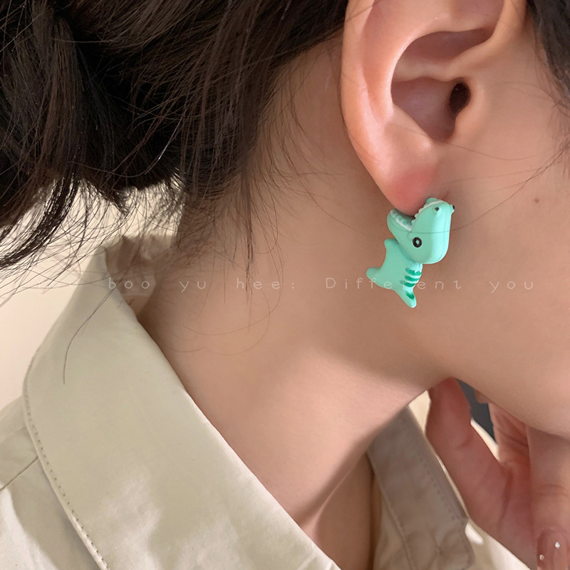 1 Pair Quantity 1 Pair Cute Funny Dog Dinosaur Shark Enamel Copper Ear Studs