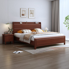 全實木床櫸木床現代簡約臥室1.8米雙人大床高箱儲物婚床工廠直銷