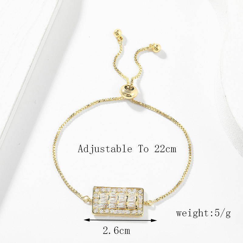 simple copper-inlaid zircon geometric cipher bracelet