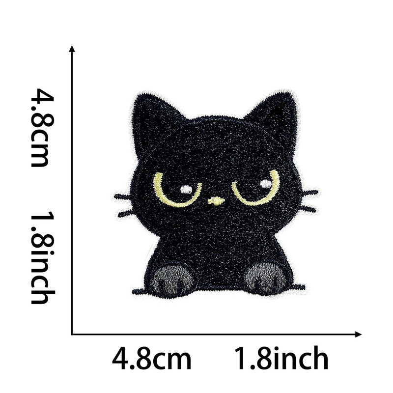 かわいい猫の刺繍布ステッカー、オレンジ猫、三色猫、黒猫など、かわいい表情の粘着アイロン接着パッチ|undefined