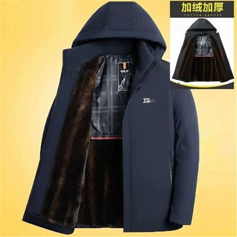 Мужское зимнее пальто из «Golden Mink» бархата с капюшоном, размеры L–4XL