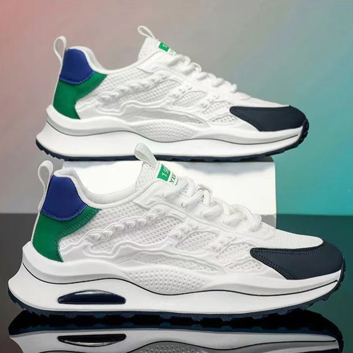 Calzado deportivo modelos de primavera y otoño para hombres, malla transpirable, zapatos blancos de moda para estudiantes, zapatos cómodos y ligeros para hombres, comercio exterior al por mayor