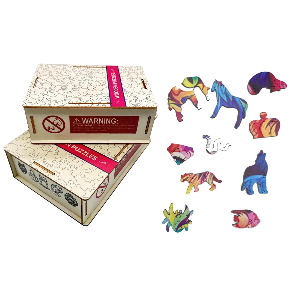 Rompecabezas de madera de animales clásicos Juego de bloques de construcción de formas especiales Rompecabezas de madera caliente transfronterizo Bloques de construcción para niños adultos