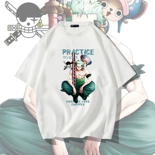 Футболка с принтом One Piece хлопок 100% свободная лето
