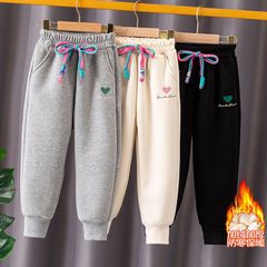 2023女童冬季女孩子愛心衛褲羊羔絨加厚款