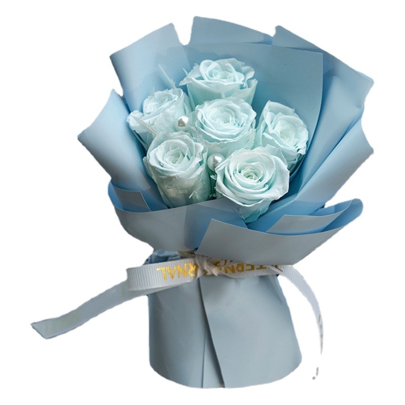 Mini rosas de flores eternas, 6 pequeños ramos para decoración de coches, regalo del Día de San Valentín para novia, regalo creativo y de alta gama con flores reales