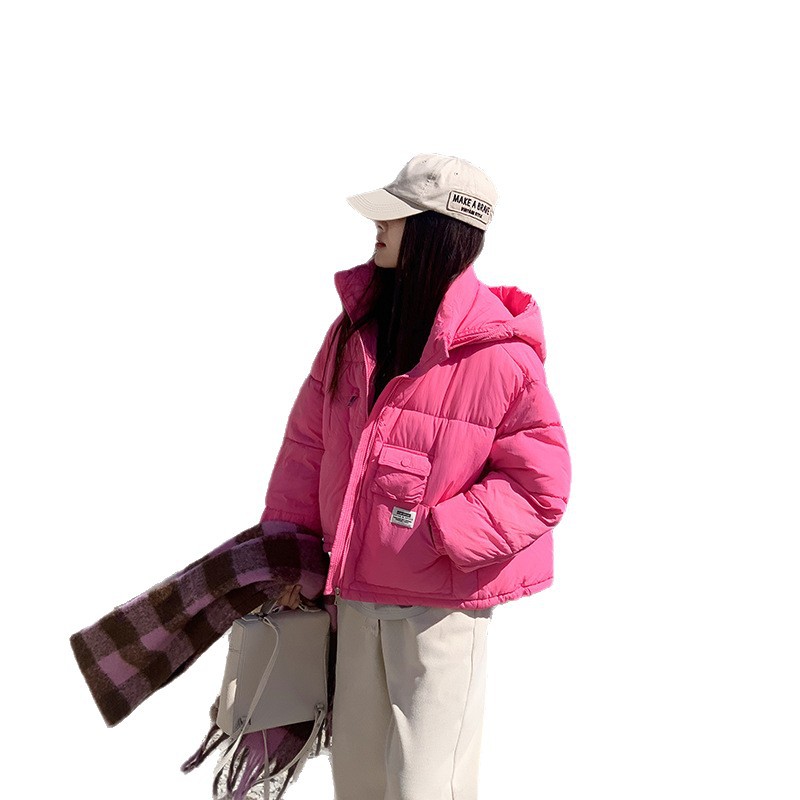 Algodón coreano para mujeres corto en 2025, nuevo estilo coreano con capuzas, chaqueta de algodón gruesa, chaqueta de algodón de invierno pequeña, moda image 6