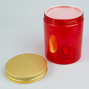 68 teeth 250ml PET bright red wide mouth bottle, pet plastic bottle scrub cosmetic cream bottle supply