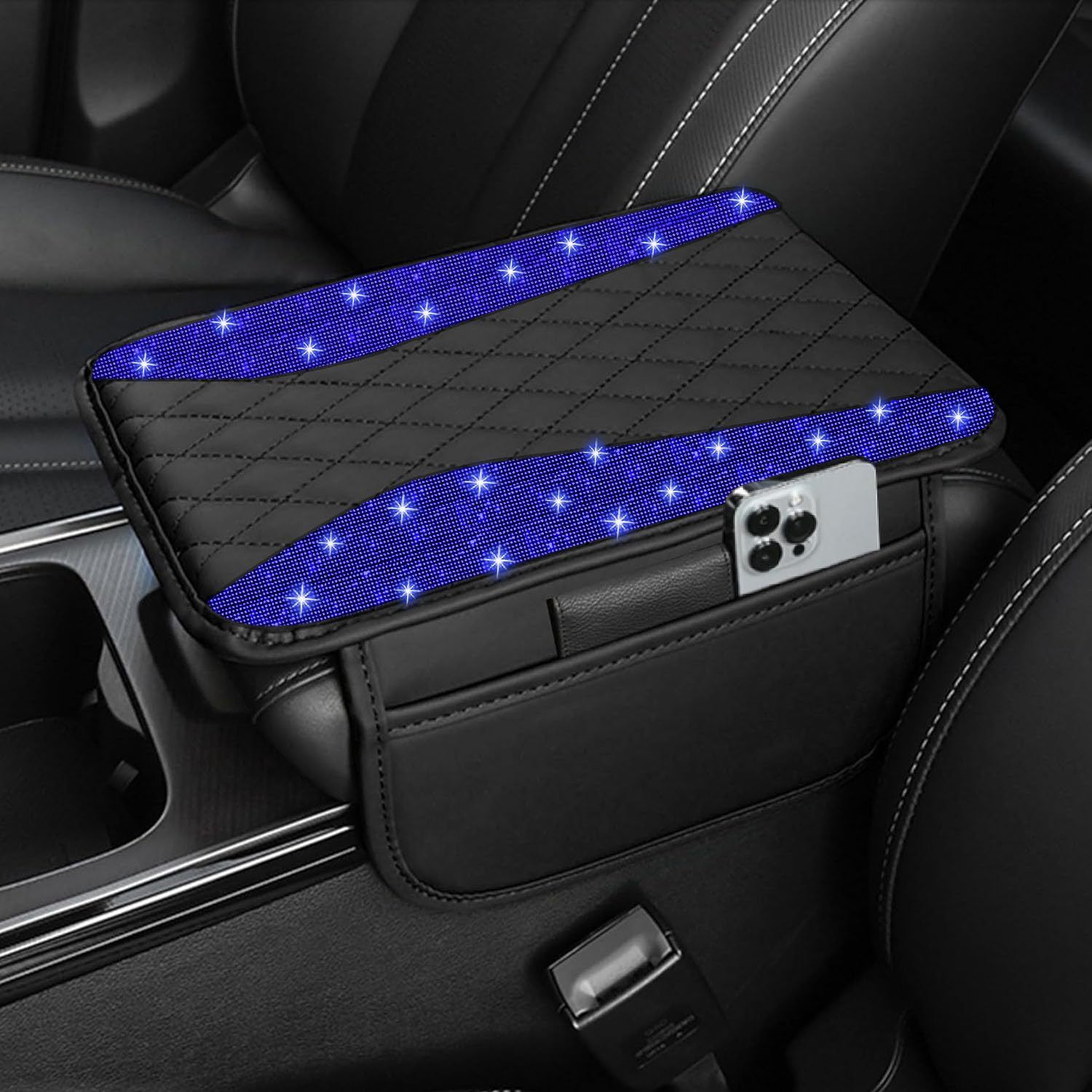 New Model Central Car Armrest Box Mat, Cross-Border Hot-Selling Diamond-Encrusted Height-Increasing Cushion Cover, Protective Cover with a High-End Feel, Car Accessories