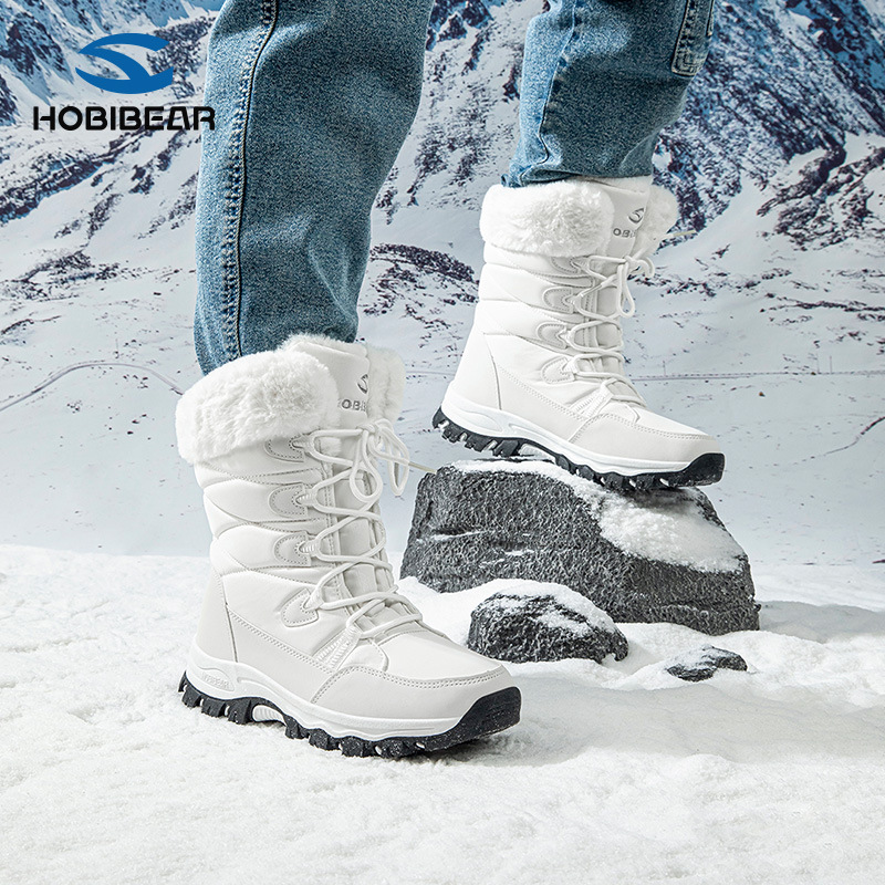 HOBIBEAR invierno botas de nieve para adultos botas de algodón de felpa para hombres y mujeres botas de esquí con cordones de moda entrega de una pieza