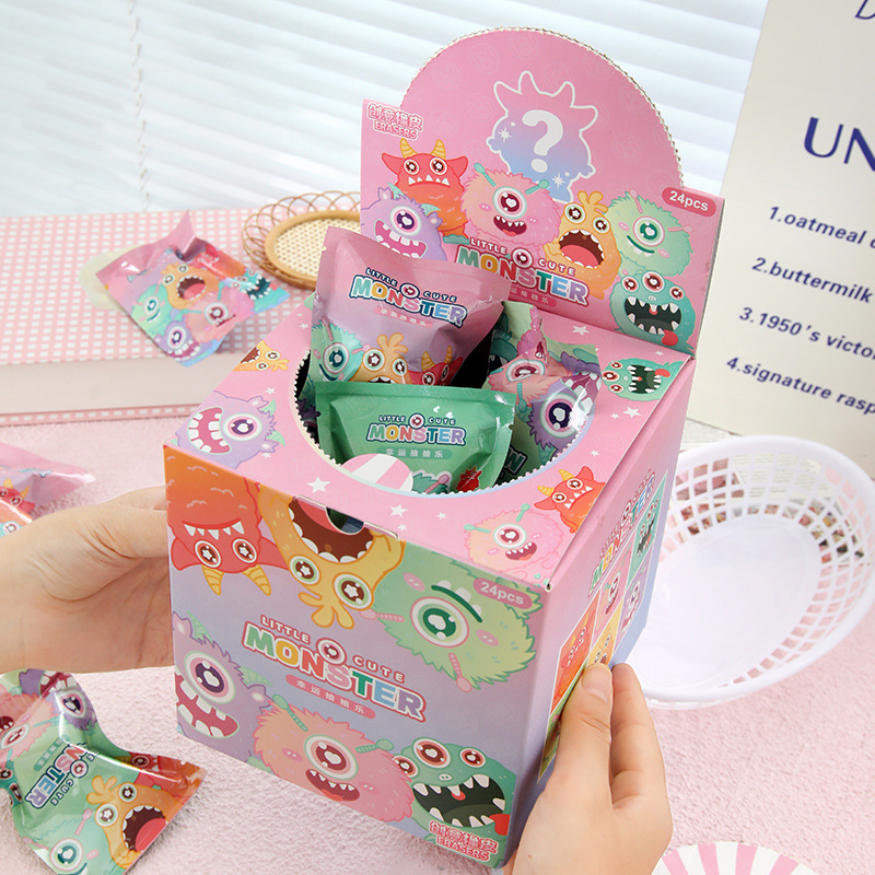 new cartoon little monster eraser blind bag cute student stationery eraser blind box chouchoule wipe clean