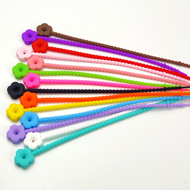 硅胶扎带可拉伸软质钥匙圈线绳彩色DIY公仔玩具包包挂件材料配件