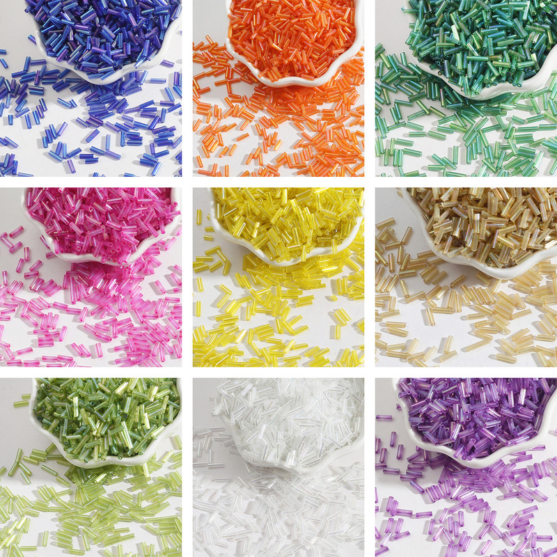 2*7mm colored glass beads tube beads handmade diy beaded jewelry accessories loose beads bracelet manufacturers wholesale