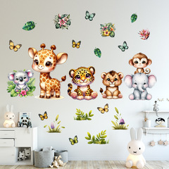 廠家新款動物森林大象猴子長頸鹿牆貼畫客廳臥室兒童房裝飾畫Y216