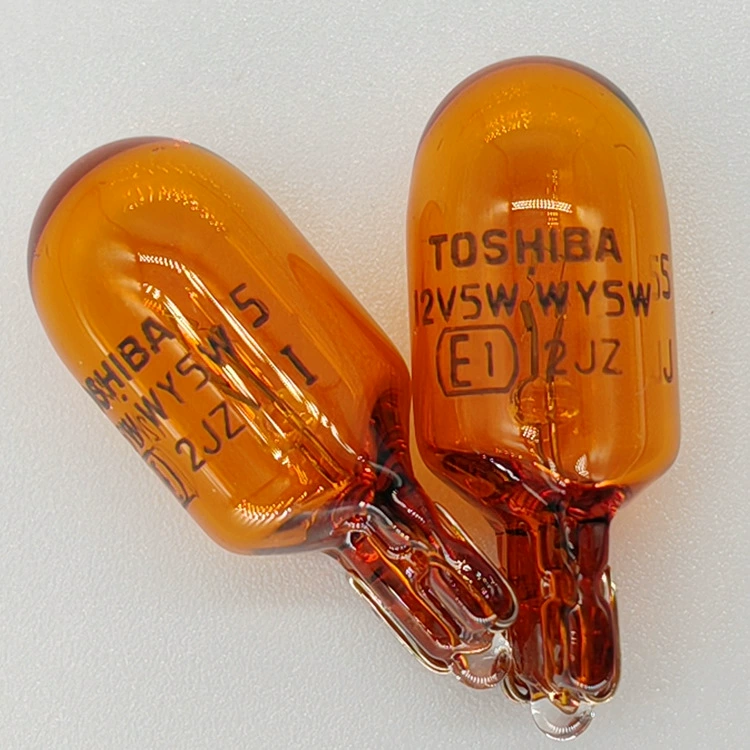 [TOSHIBA 12V 5W WY5W T10 E1东芝琥珀色汽车叶子板后视镜转向灯泡]