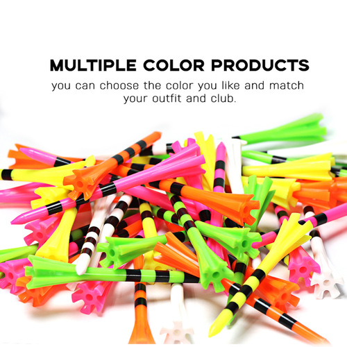 Golf Ball Pin 83mm Plastic Tee Five-Claw Striped Durable Ball Holder Low Resistance Golf Tee Multicolor