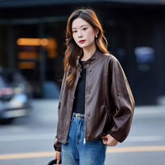 短款皮衣外套女款春秋2025新款韩系休闲复古简约显瘦百搭夹克上衣