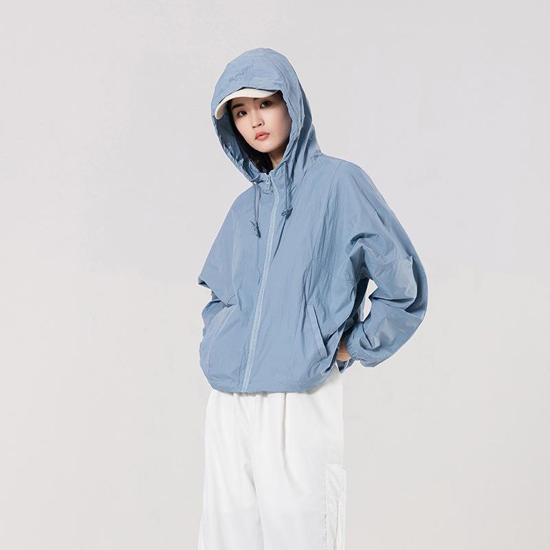 Chaqueta de Protección Solar con Capucha para Mujer Nailon Protección UPF50+ Cortavientos para Exterior
