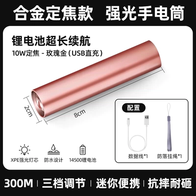 small LED light for home – UV fənərlər - standard-model10w-fixed-focus-3-level-adjustment-anti-drop-lanyard-ultra-long-battery-life-usb-charging-rose-gold