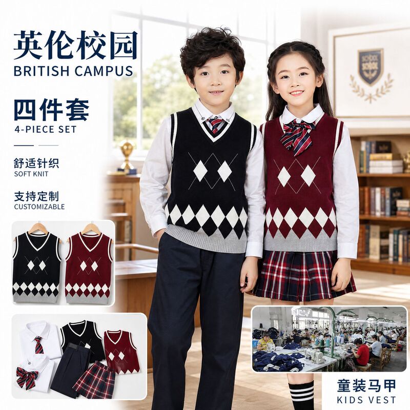 Children's Vest Baby Outwear Autum Kidsren's Sweater Boys Pure Cotton Knitted Vest Girls Thin Dress Sleeveless