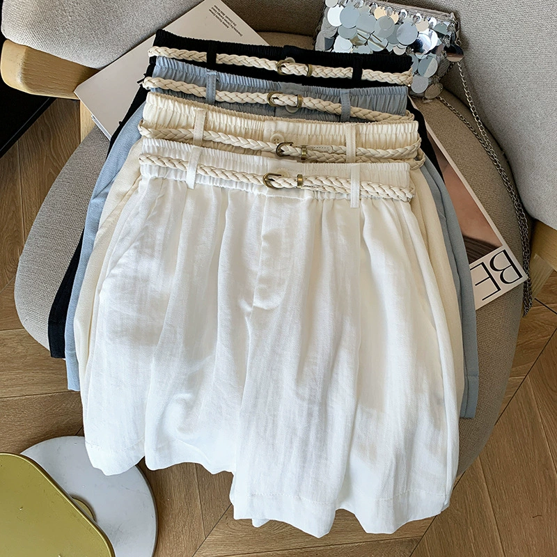 2025 модные белые хлопковые и льняные широкие женские летние брюки с высокой талией, утягивающие, А-силуэта, повседневные универсальные прямые брюки