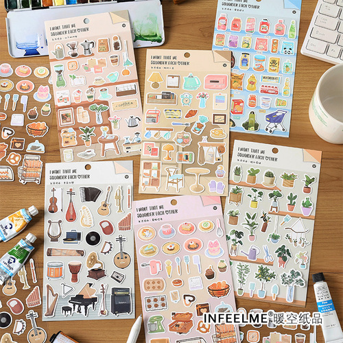 Infeel.me self-adhesive stickers, life love poetry series, daily necessities handbook material decorative stickers, 6 types