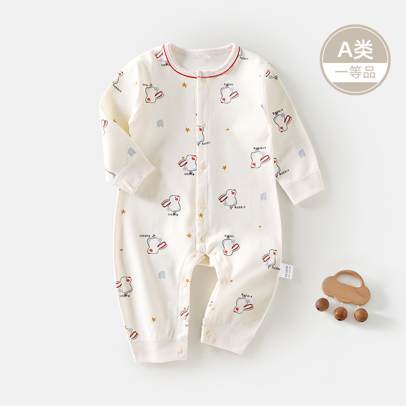Baby rompers, spring and autumn style, super cute full moon baby girl and boy pure cotton pajamas and bodysuits, 100-day newborn spring clothes