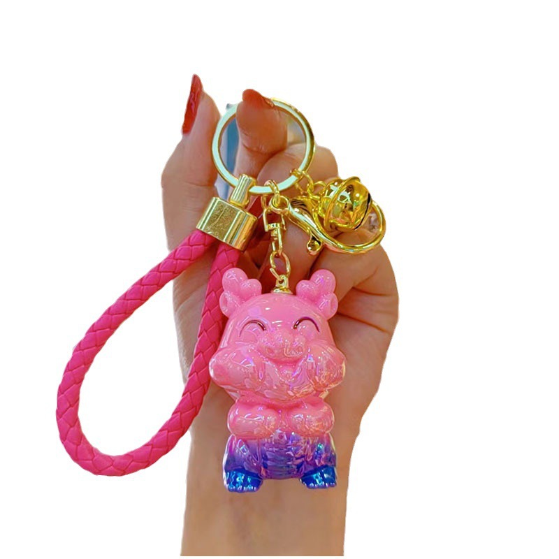 2024 año dragón galvanoplastia colorido dragón llavero adornos pareja llavero bolsa colgante