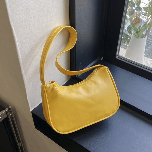 Bag Lady  New Korean Style Fashion Solid Color Retro Single Shoulder Underarm Bag Simple Stylish Hand-held Moon-Shaped Bag