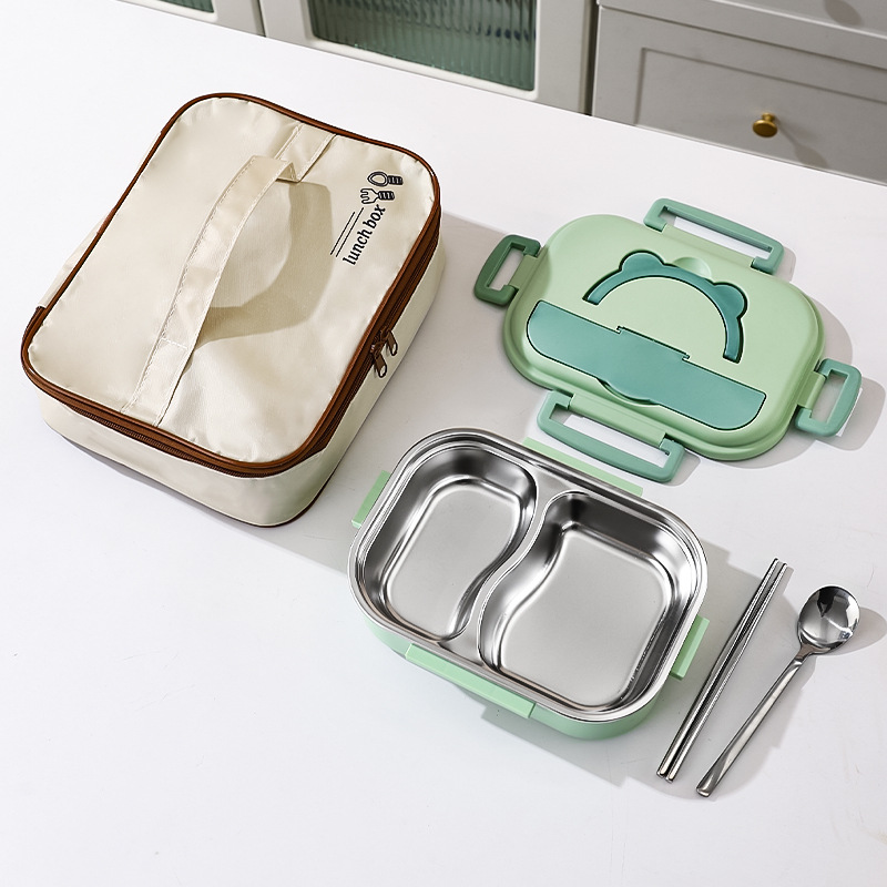 Fiambrera para trabajadores de oficina 304 horno microondas de acero inoxidable caja de almuerzo dividida olla de almuerzo de aislamiento de gran capacidad lonchera para estudiantes