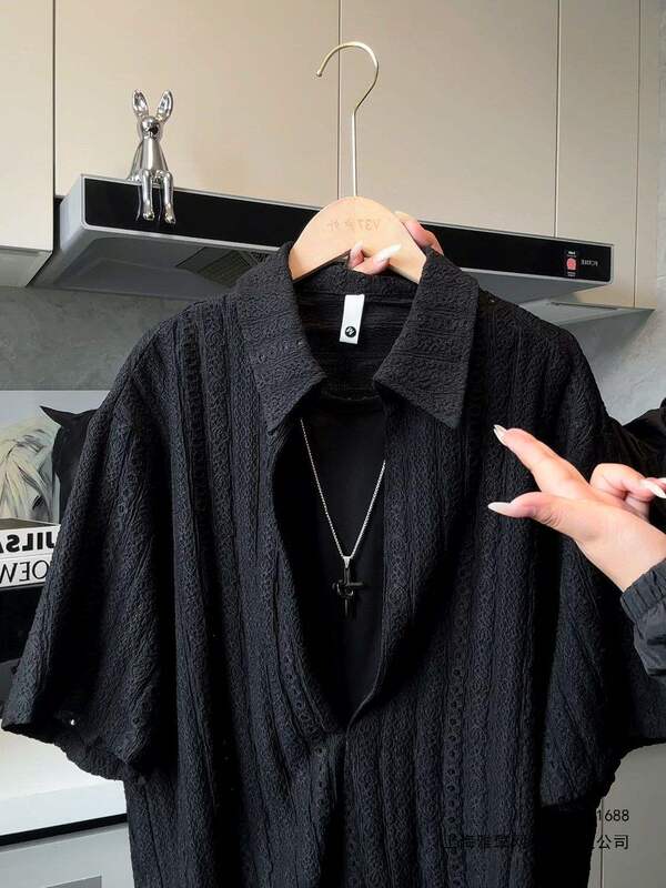 Old Money Style Hollow Mesh Polo Collar Faux Two-Piece Short Sleeve Men's Summer Casual Textured Breathable Stylish Half-Sleeve Shirt Old Money Style Hollow Mesh Polo Collar Faux Two-Piece Short Sleeve Men's Summer Casual Textured Breathable Stylish Half-Sleeve Shirt