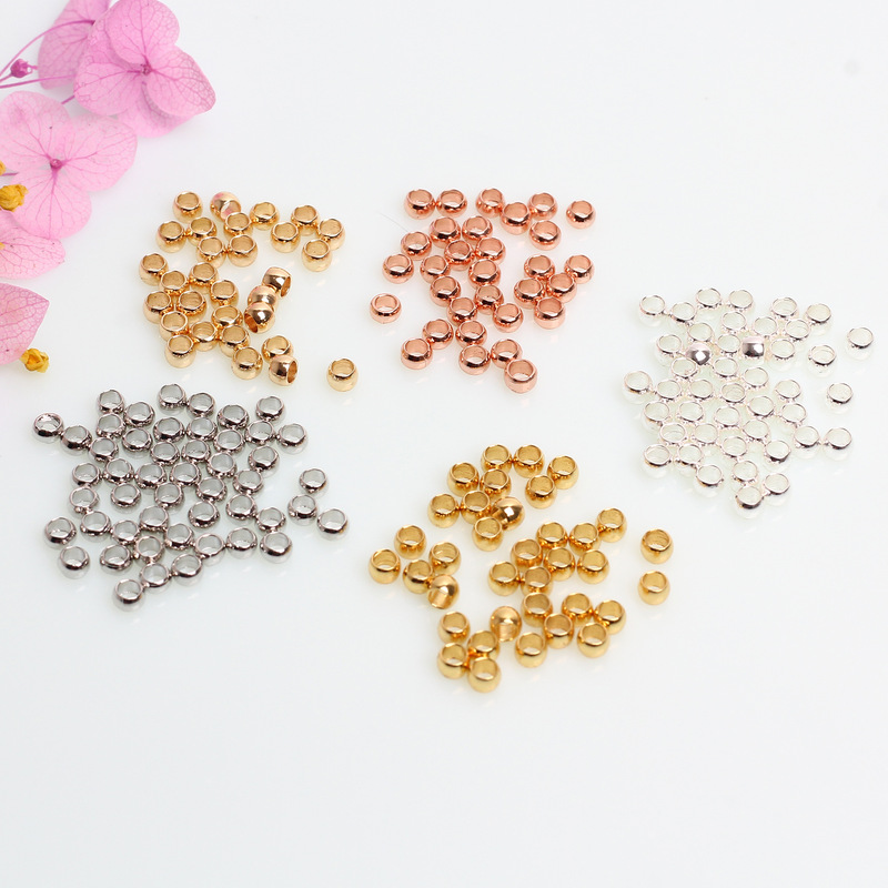Positioning Bead Clip Flat Fixed Finishing DIY Handmade 14K Gold-Plated Color-Preserving 2mm Beaded Jewelry Accessories Material