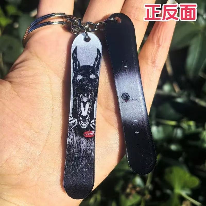 スキー人と同じ滑り板雪板アクリルキーホルダー両面ストラップミニかわいい雪友スポーツプレゼント|undefined