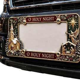 跨境专供Christmas License Plate Frame圣诞主题车牌框简约风
