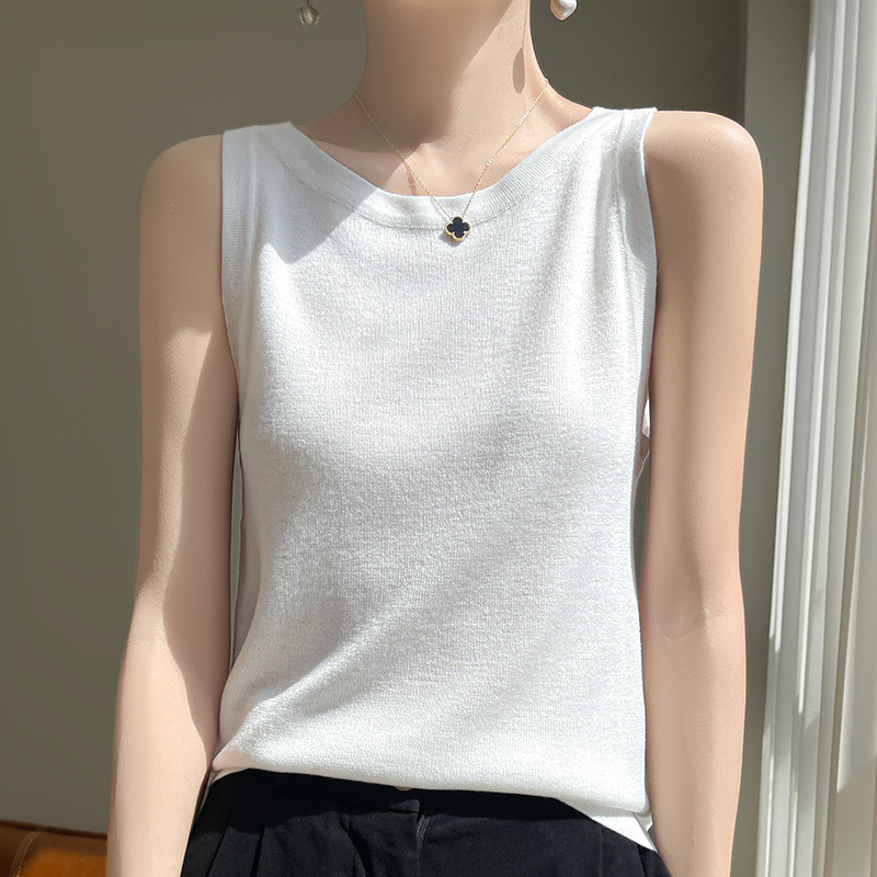 Cross-Border 2025 Knitted Camisole Summer New Outer Wear Inner Shirt Sleeveless Bottoming Vest Top Women Summer