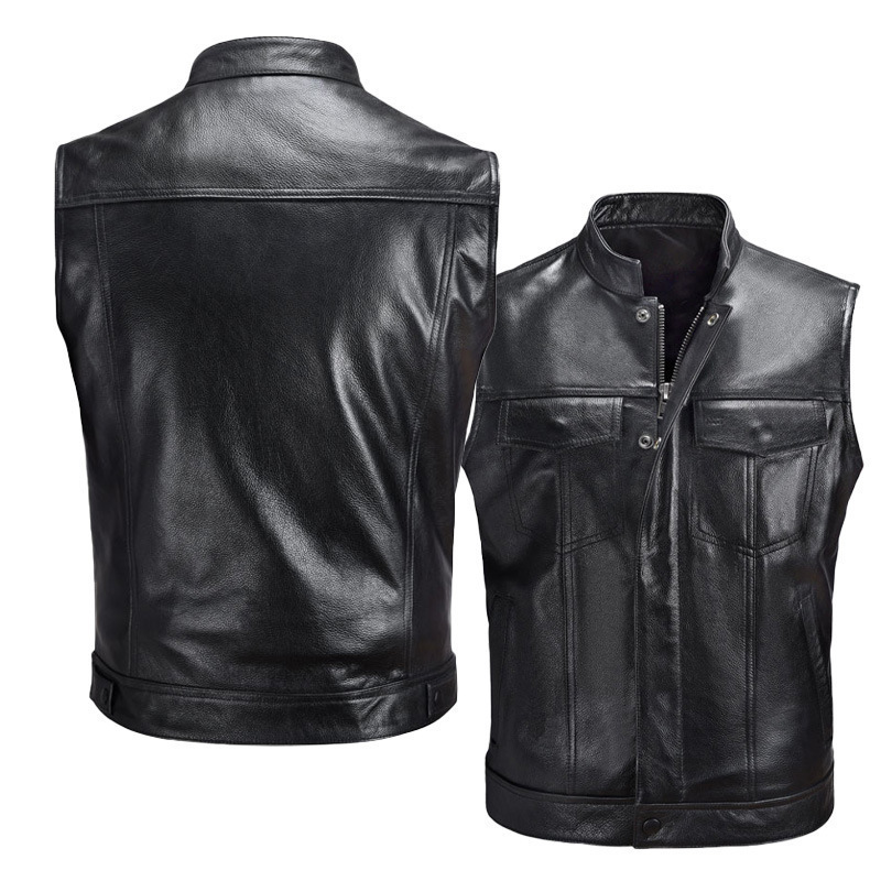 23 Cross-Border Wish Vest Button Motorcycle Motorcycle Casual Leather Vest J89-T570