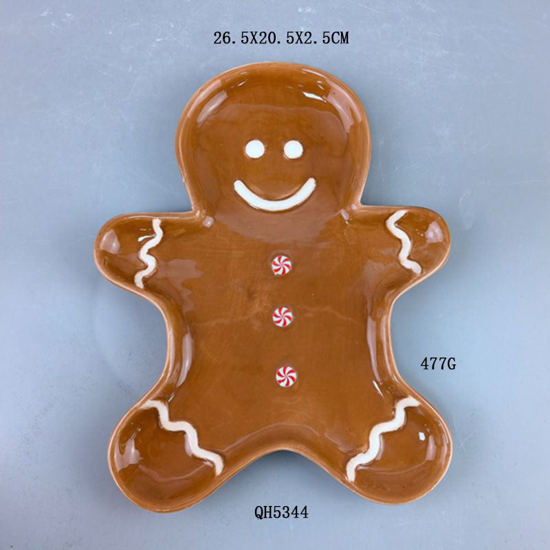 Plato de árbol de Navidad de cerámica Plato de Navidad de dolomita pesada Plato de Navidad de árbol de Navidad 3D pintado a mano Plato de galletas de marido